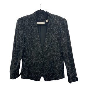 Dana Buchman Womens Suit Jacket Blazer Black Viscose Polka Dot Long Sleeve 6